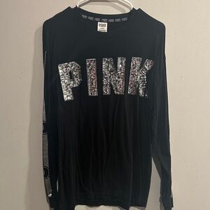 PINK Victoria's Secret Black Tee with Glitter Logo